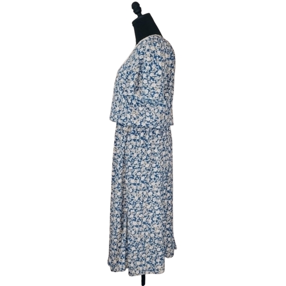 Vintage 70s Starlo Womens Blue Floral Lace Long‎ Maxi Dress sz 9/10 Cottagecore - Picture 5 of 14